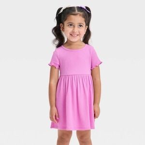 Toddler Girls Short Sleeve Ribbed Dress Purple 4t 4 Cat & Jack Spring